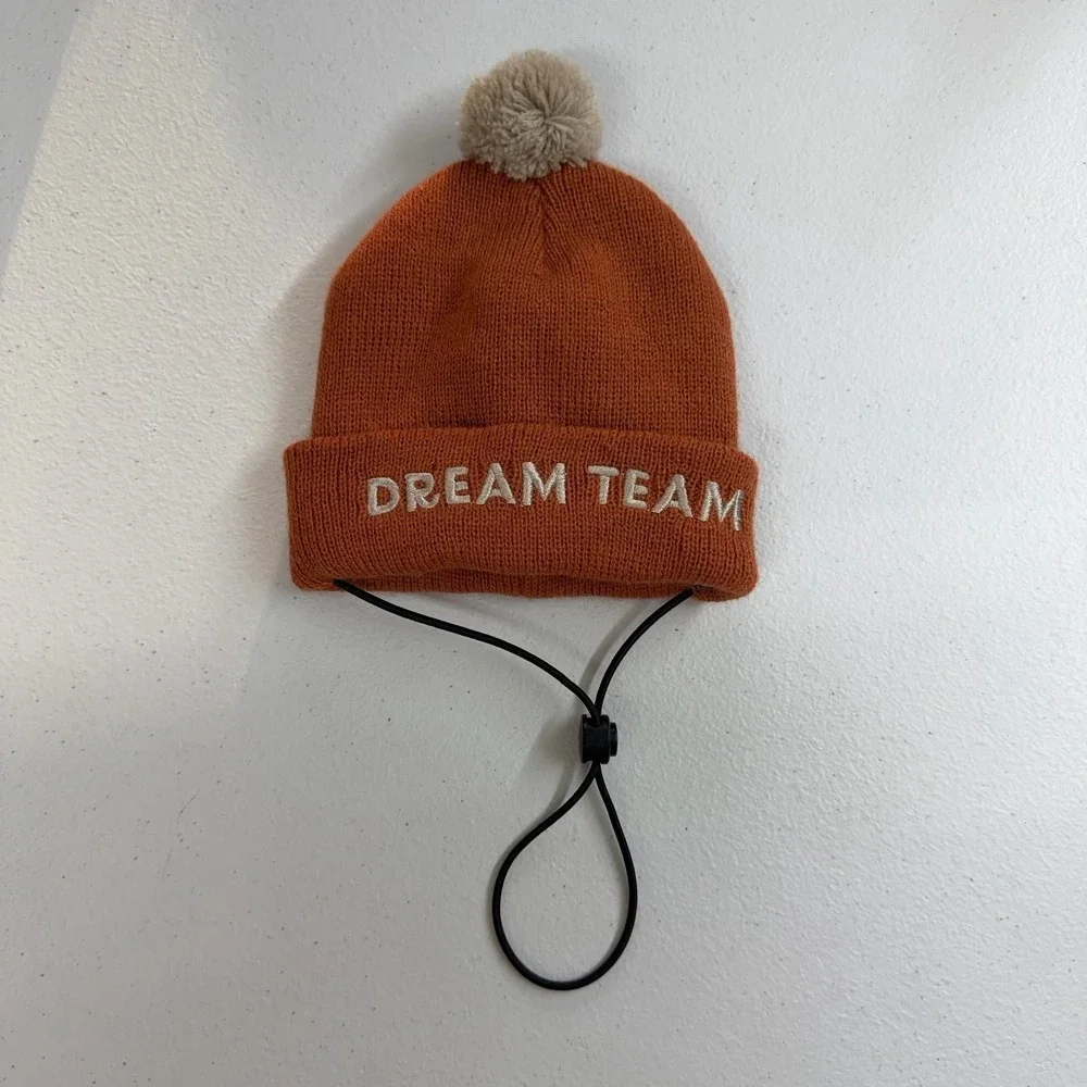 Dog brown orange pompom adjustable beanie winter hat costume accessories small‎